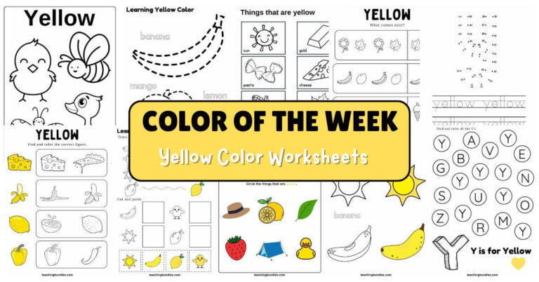 Yellow Color Activity Worksheets for Preschool