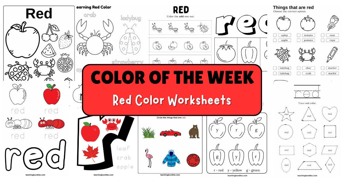 Red Color Practice Worksheets for Preschool and Kindergarten