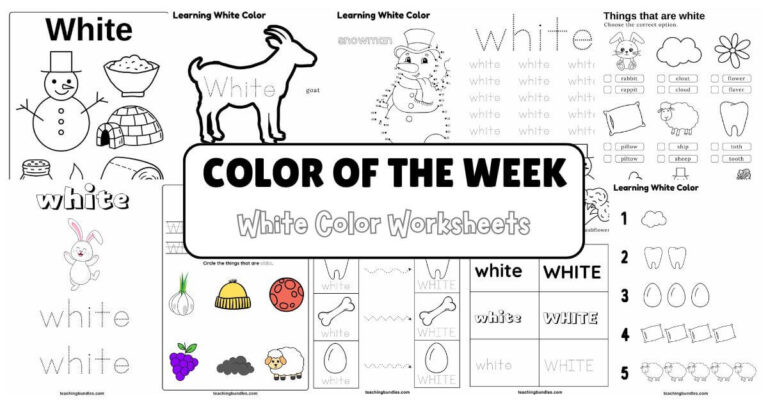 White Worksheets for Preschool