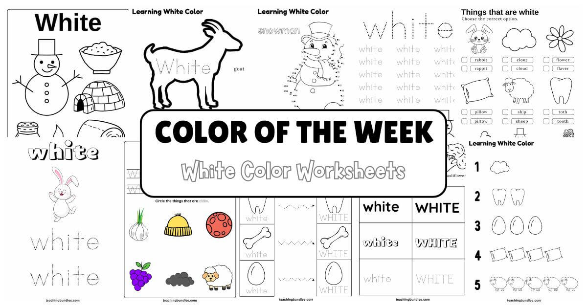 White Worksheets for Preschool