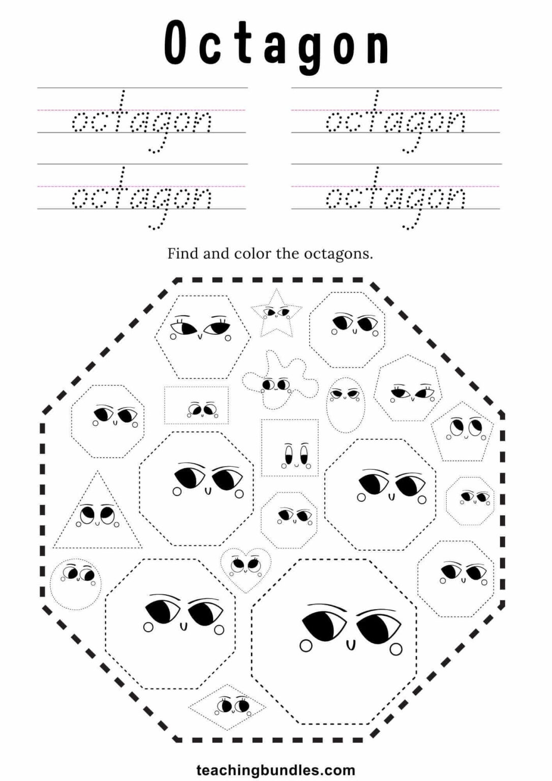 Octagon Shape Worksheets - Teachingbundles