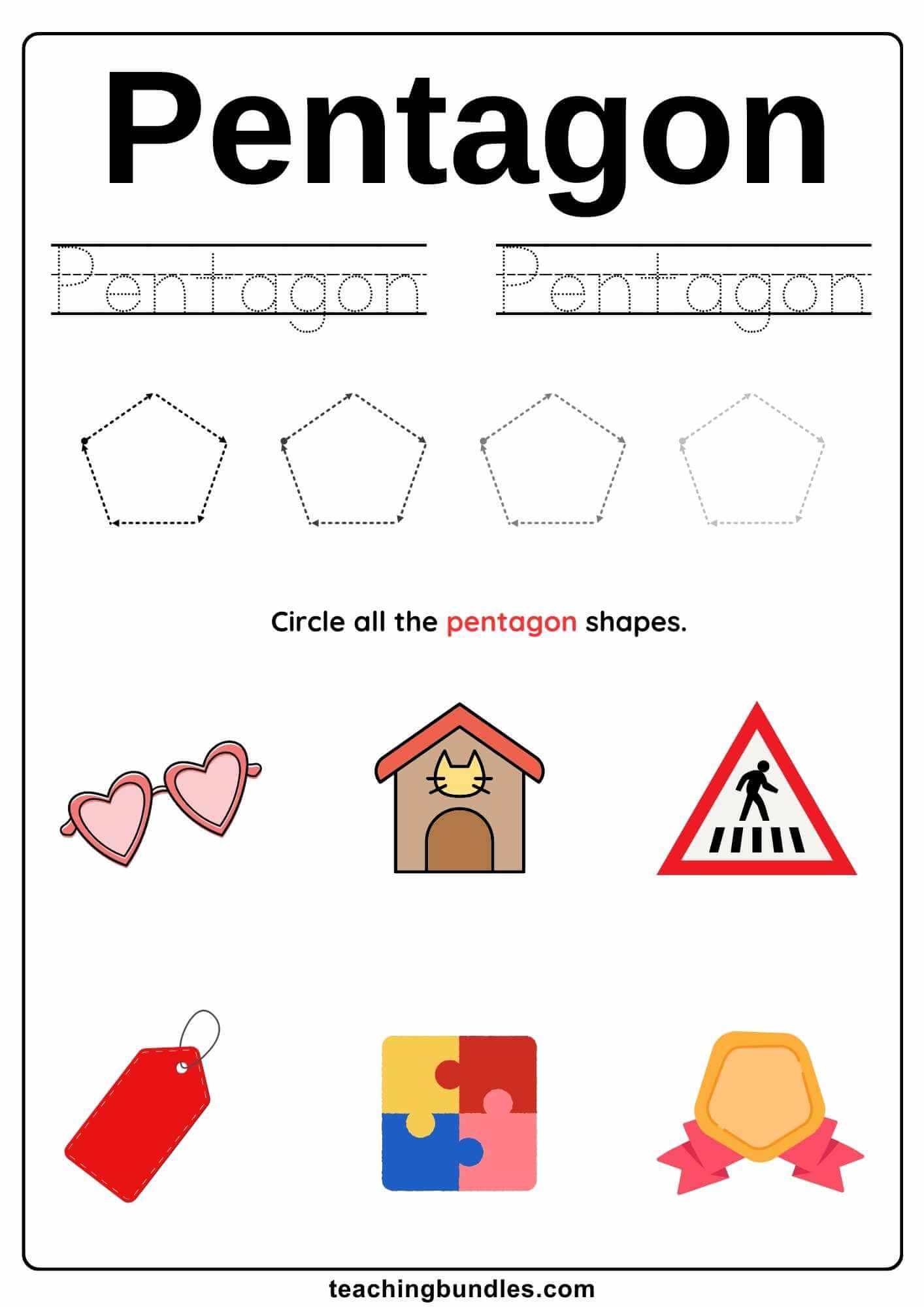 Pentagon Shape Worksheets - Teachingbundles