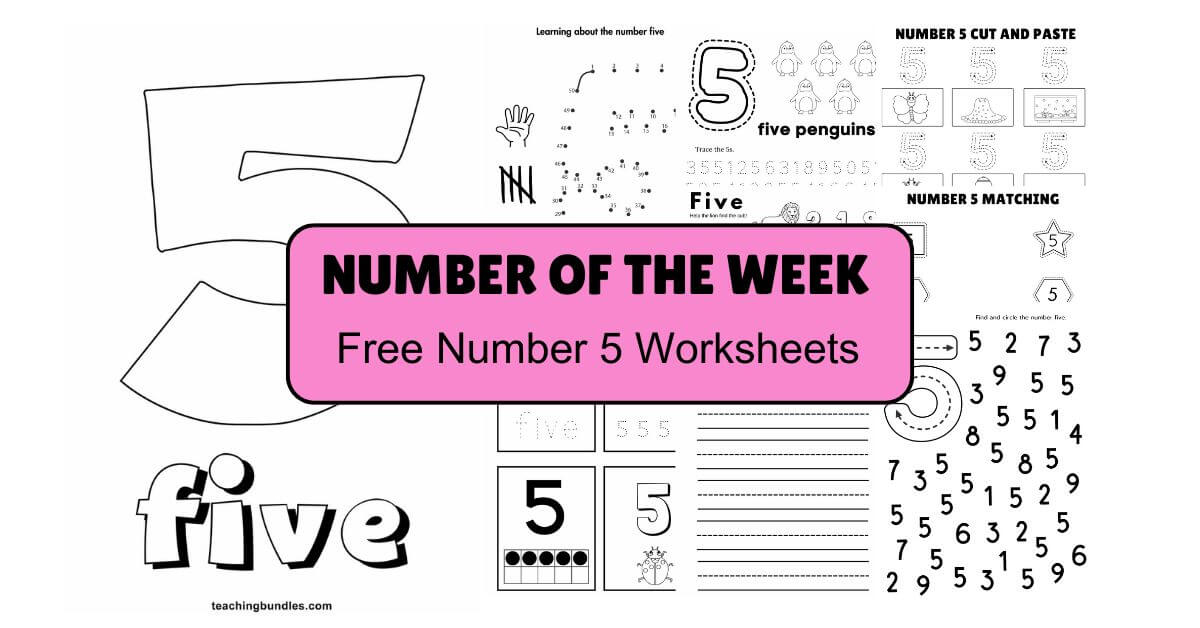 Number Five 5 Worksheets Pack