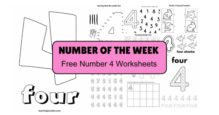 Number Four 4 Worksheets Pack