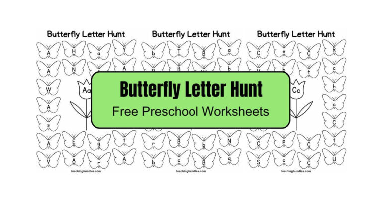 Butterfly Alphabet Hunt Worksheets PDF