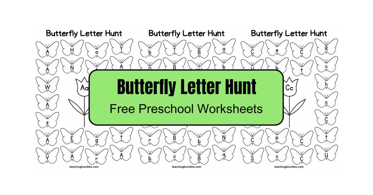 Butterfly Alphabet Hunt Worksheets PDF