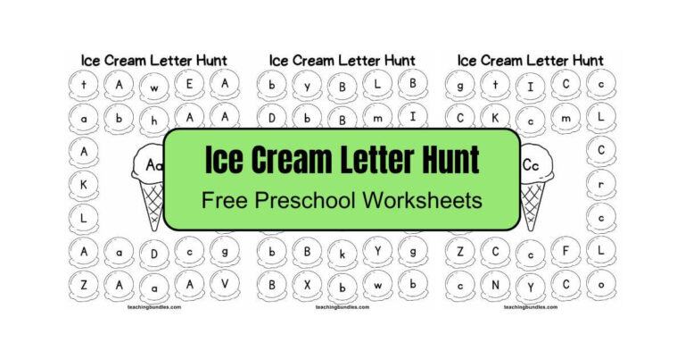 Ice Cream Themed Letter Hunt Worksheets