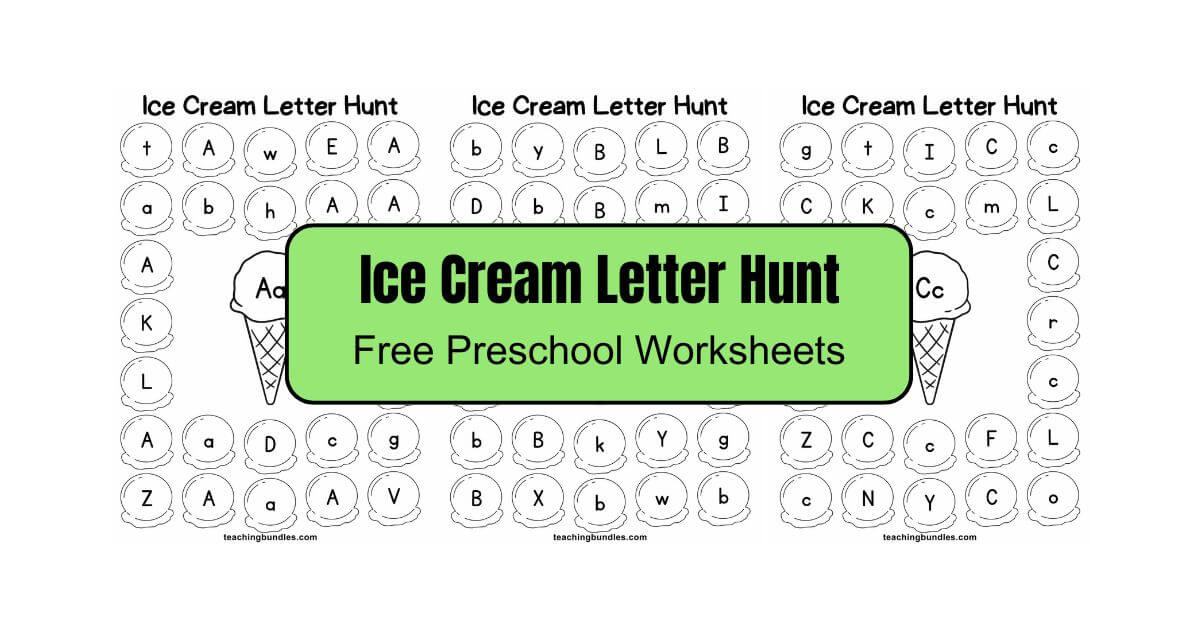 Ice Cream Themed Letter Hunt Worksheets