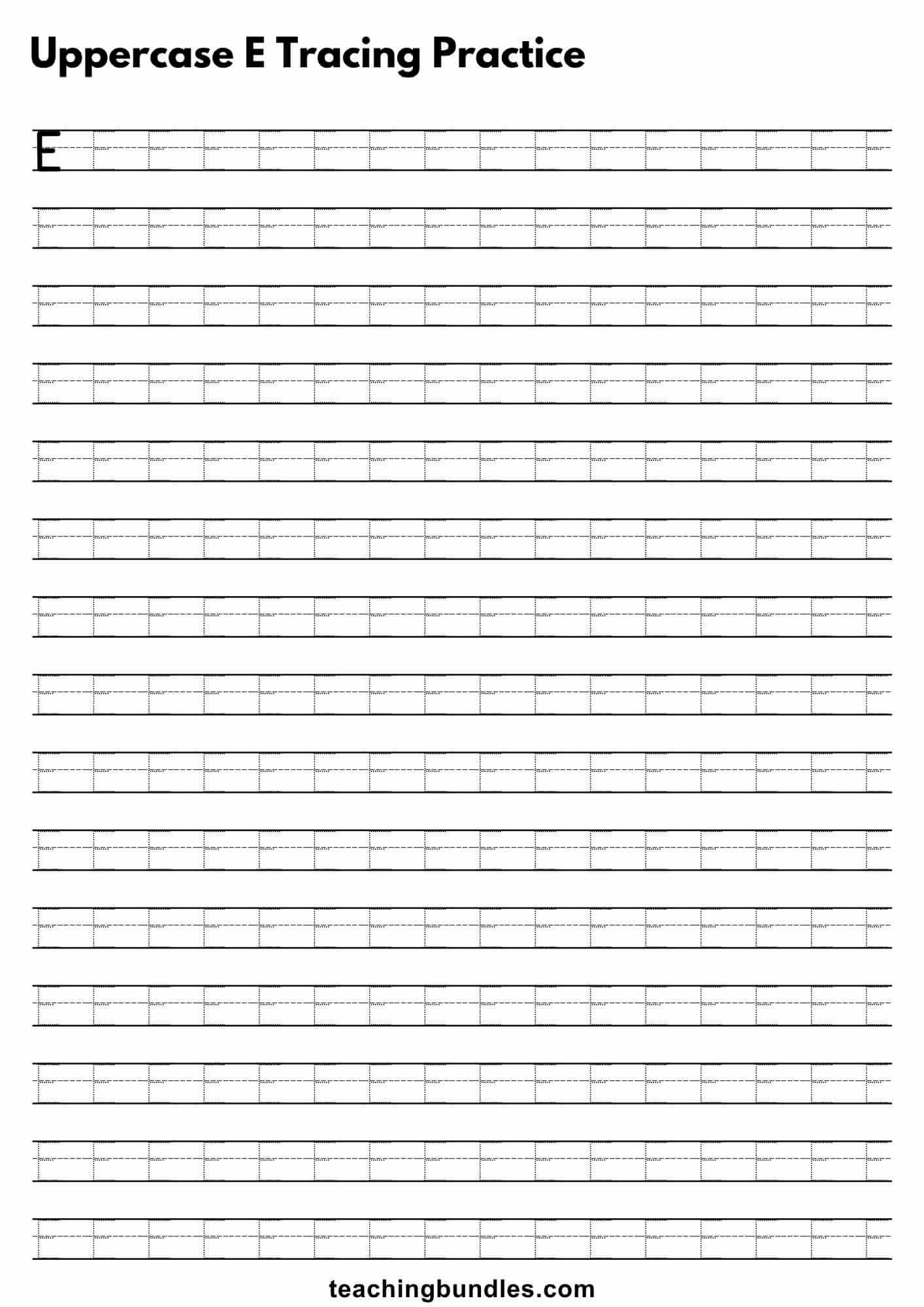 Letter E Tracing Worksheets - Teachingbundles