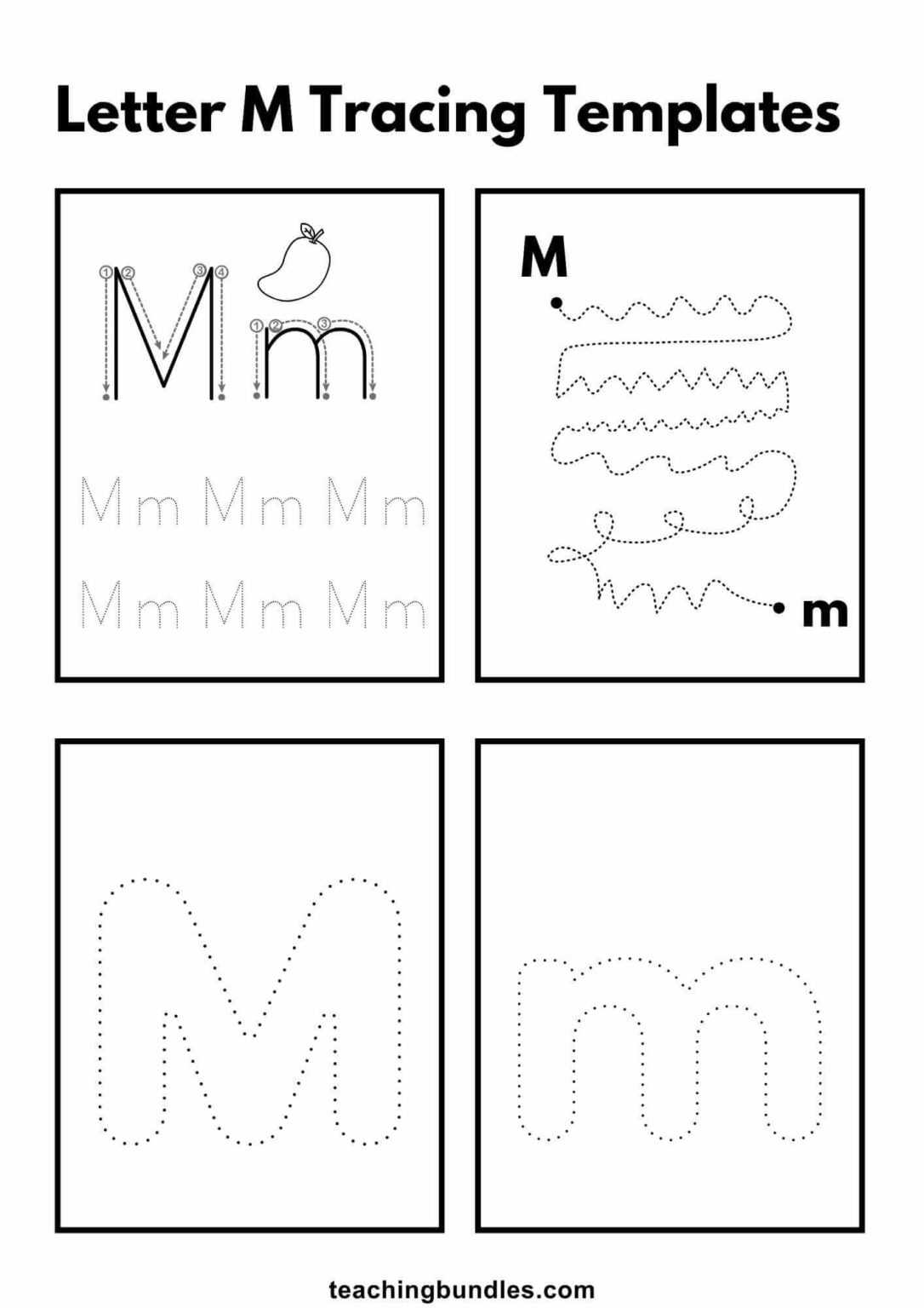 Letter M Tracing Worksheets Teachingbundles