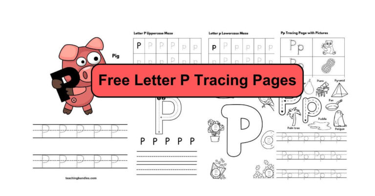 Educational letter P tracing pages designed to help kids learn to write and recognize the letter P easily