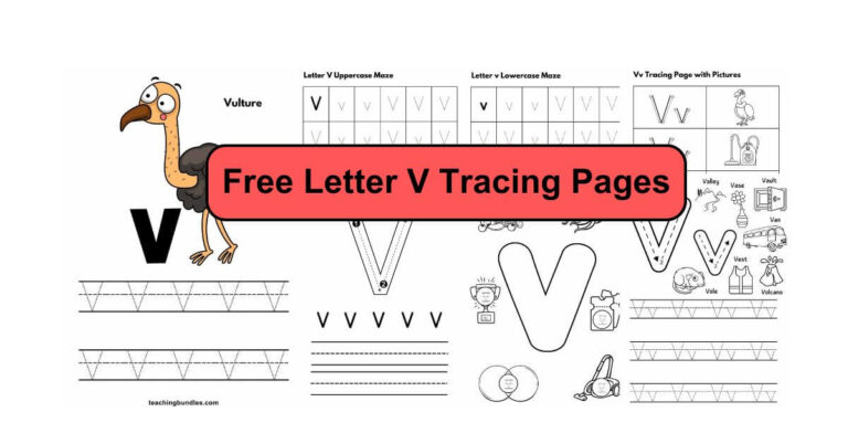 Free printable letter V tracing pages designed for preschoolers to practice their writing skills.