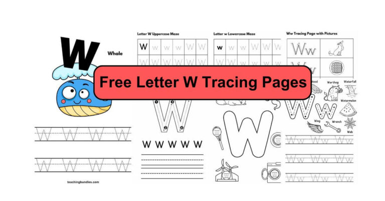 A fun collection of letter W tracing pages that help preschoolers practice their writing.