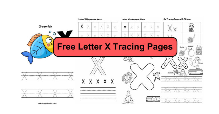 Letter X handwriting practice sheets for kids.