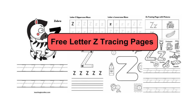 Printable bundle of letter Z tracing activities designed for early learners.