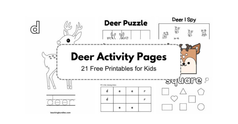 Engaging deer-themed activity pages for children.