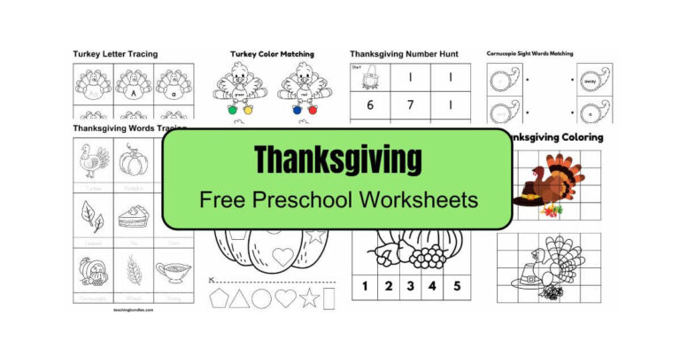 Creative Thanksgiving printables with festive images and educational games for preschoolers.
