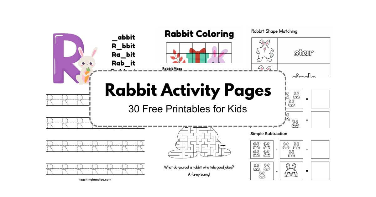 Fun rabbit-themed learning sheets designed for early childhood education.