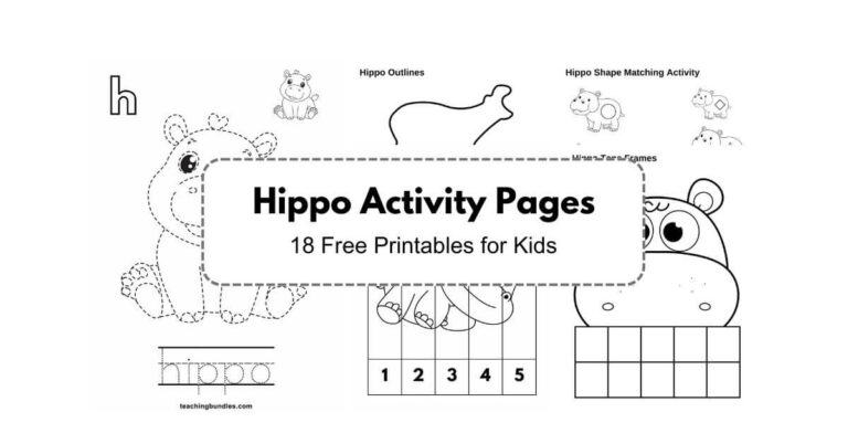 Hippo-themed preschool printables for creative early education.