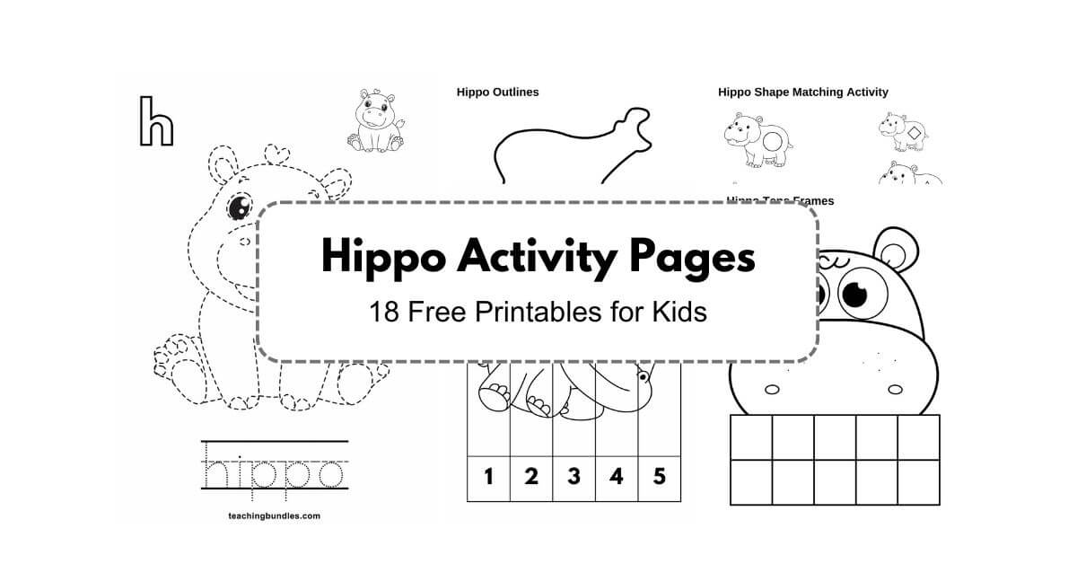Hippo-themed preschool printables for creative early education.