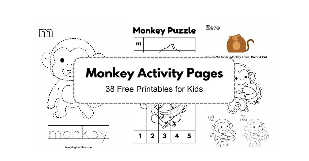 Creative preschool monkey crafts and fun pages.