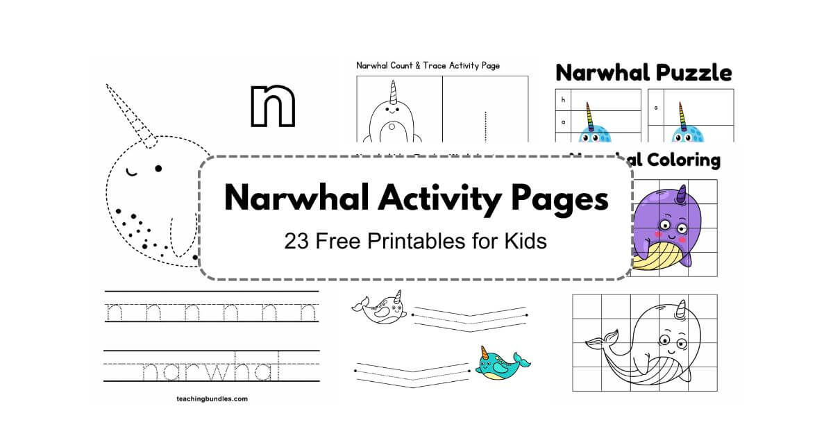 Printable preschool narwhal activity pack for fun early education.