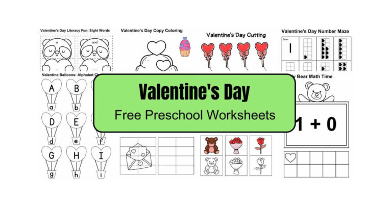Valentine’s Day preschool printables for early learning and holiday fun.