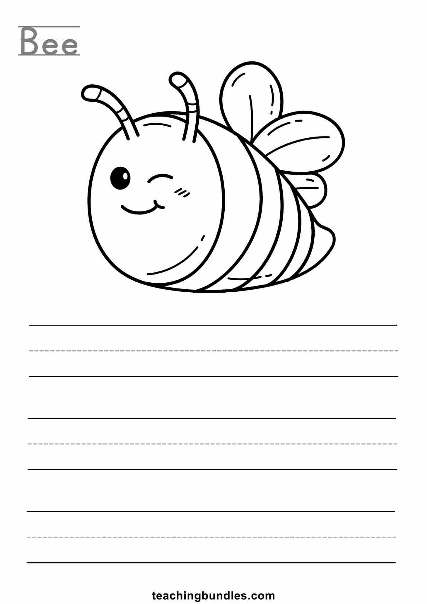 Bee color and write activity sheet