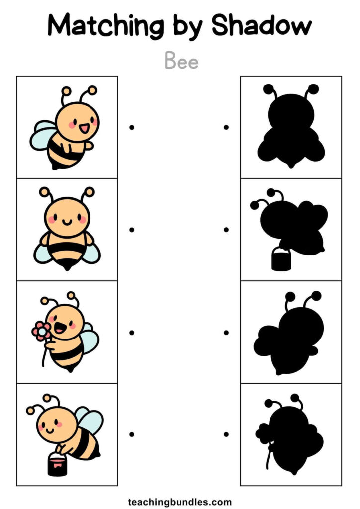 Spring Shadow Matching Worksheets - Teachingbundles