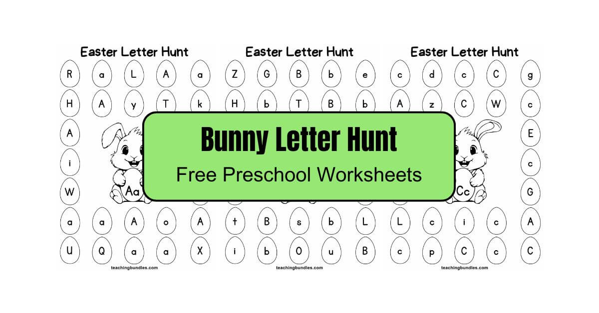 Spring-themed Easter Bunny alphabet hunt printables.