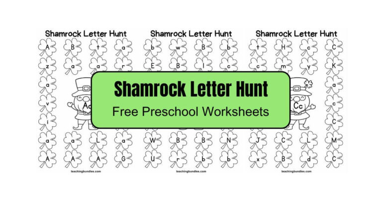 St. Patrick’s Day Shamrock Letter Hunt Printable Pack.