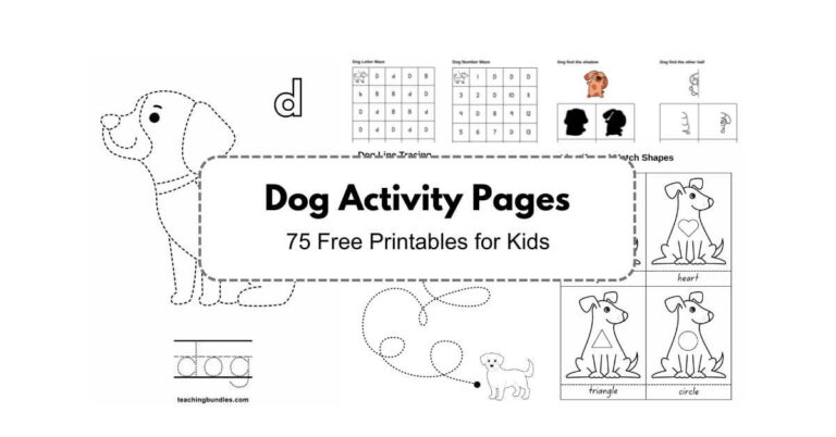 Preschool dog worksheet for early learning skills.