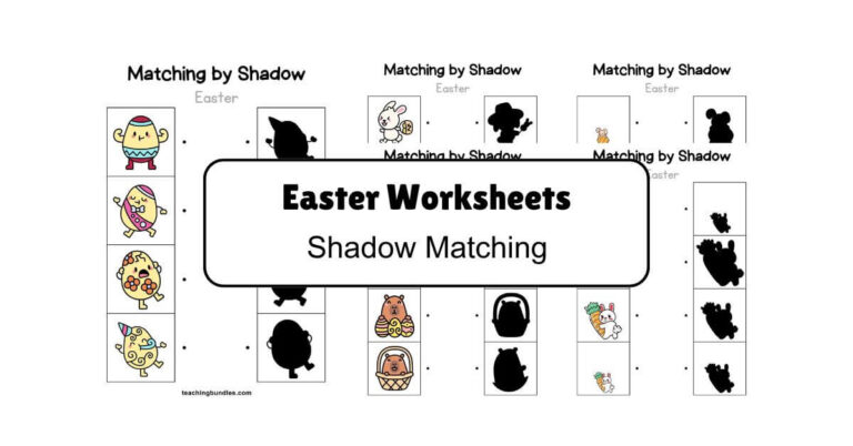 Printable Easter bunny and egg shadow match.