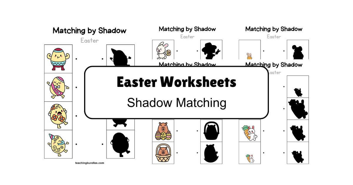 Printable Easter bunny and egg shadow match.