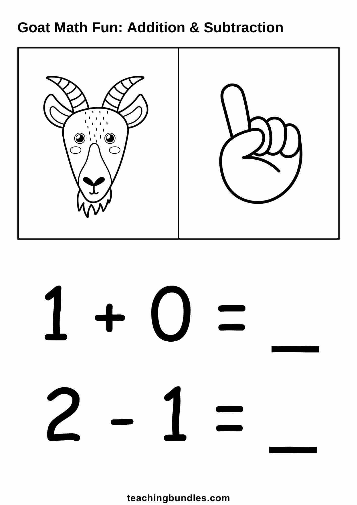 Goat math activity worksheet
