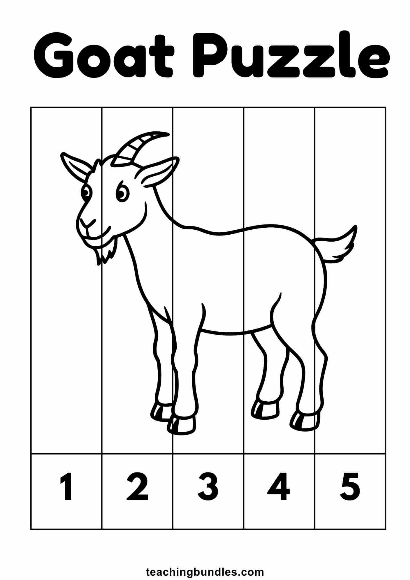 Goat puzzle activity for children