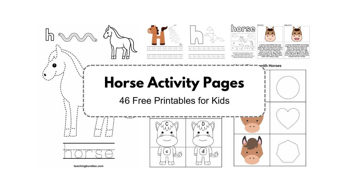 Horse Early Learning Activity Worksheets Bundle