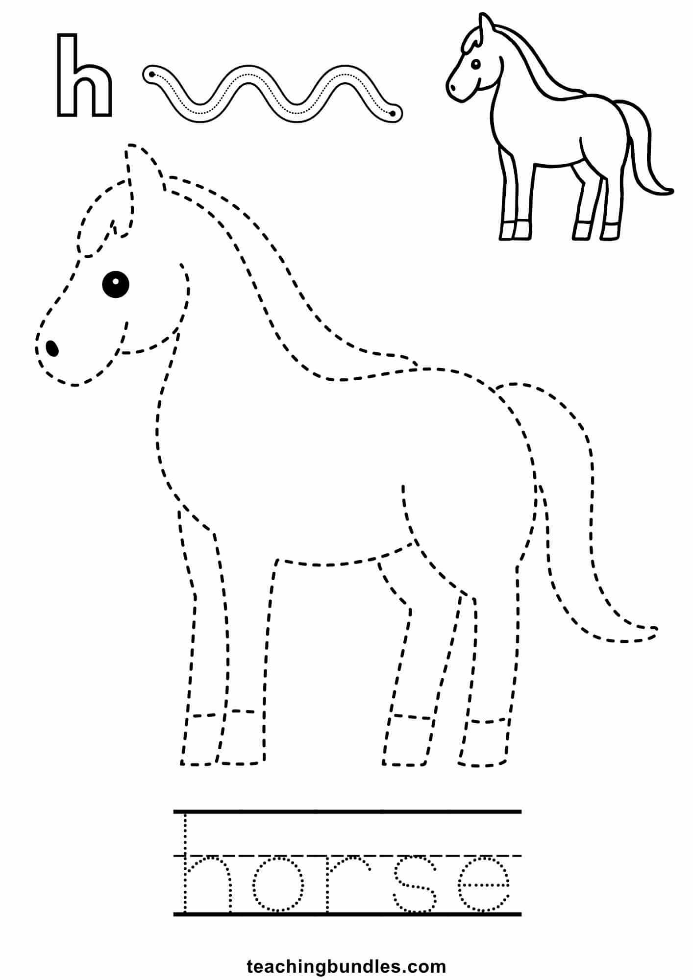 Horse tracing activity sheet