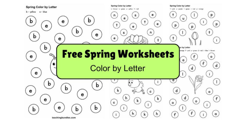 Spring-themed color by letter printable pack for kids.