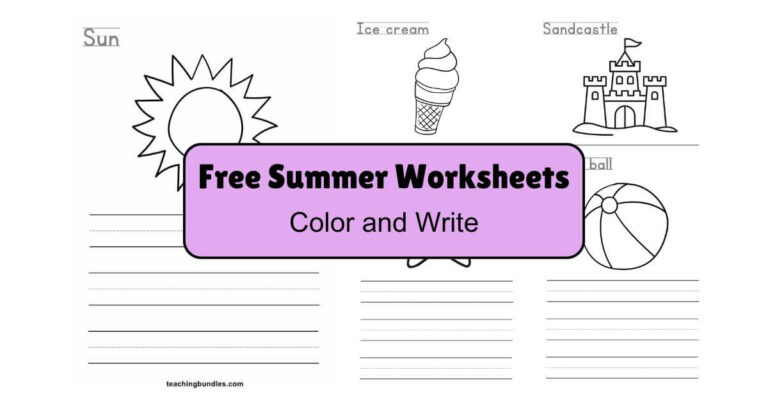 Summer words color and write printable pack