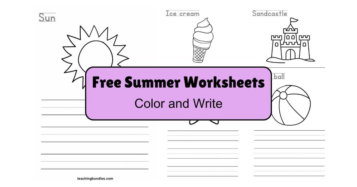 Summer words color and write printable pack