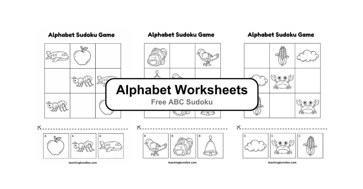 Alphabet Sudoku printable worksheets and puzzle bundle
