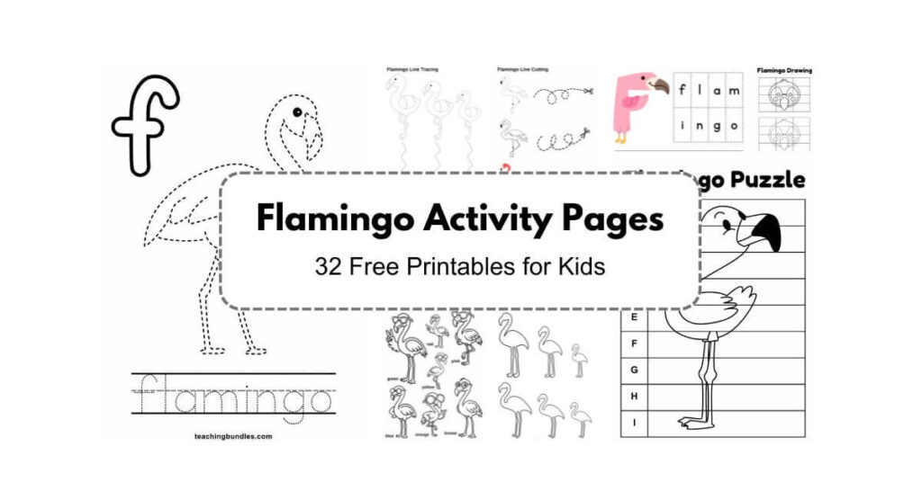 Flamingo-themed educational activity book for preschool
