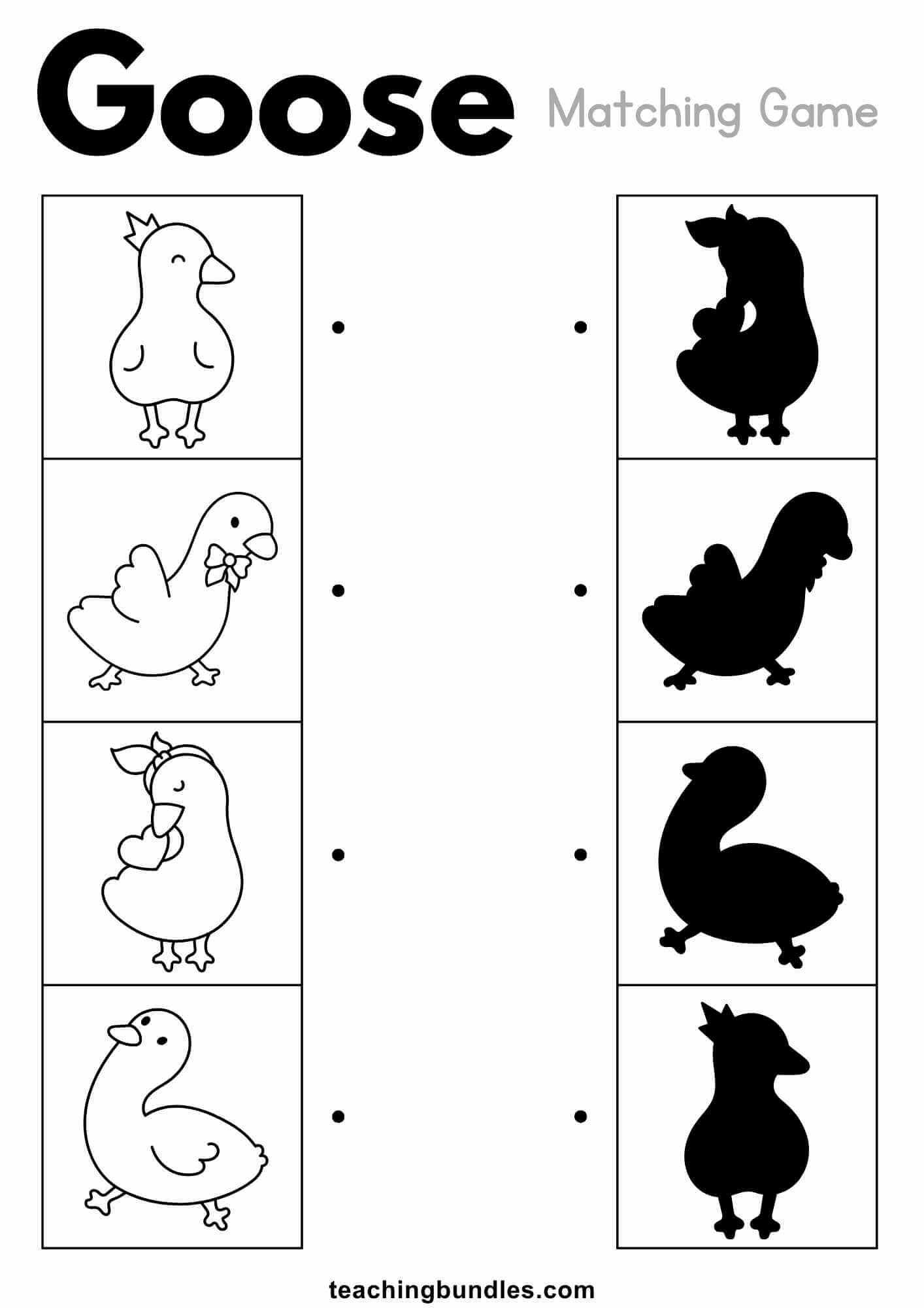 Goose matching worksheet printable