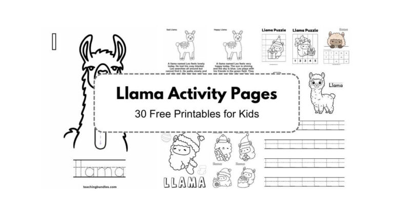 Llama activity worksheets bundle for preschool
