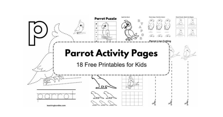 Parrot Printable Activity Pages for Preschoolers