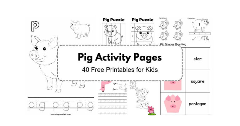 Pig Activity Worksheets for Preschoolers