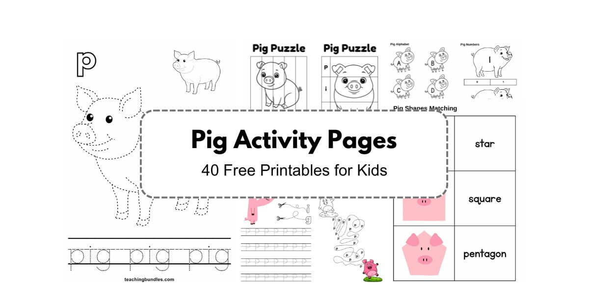 Pig Activity Worksheets for Preschoolers
