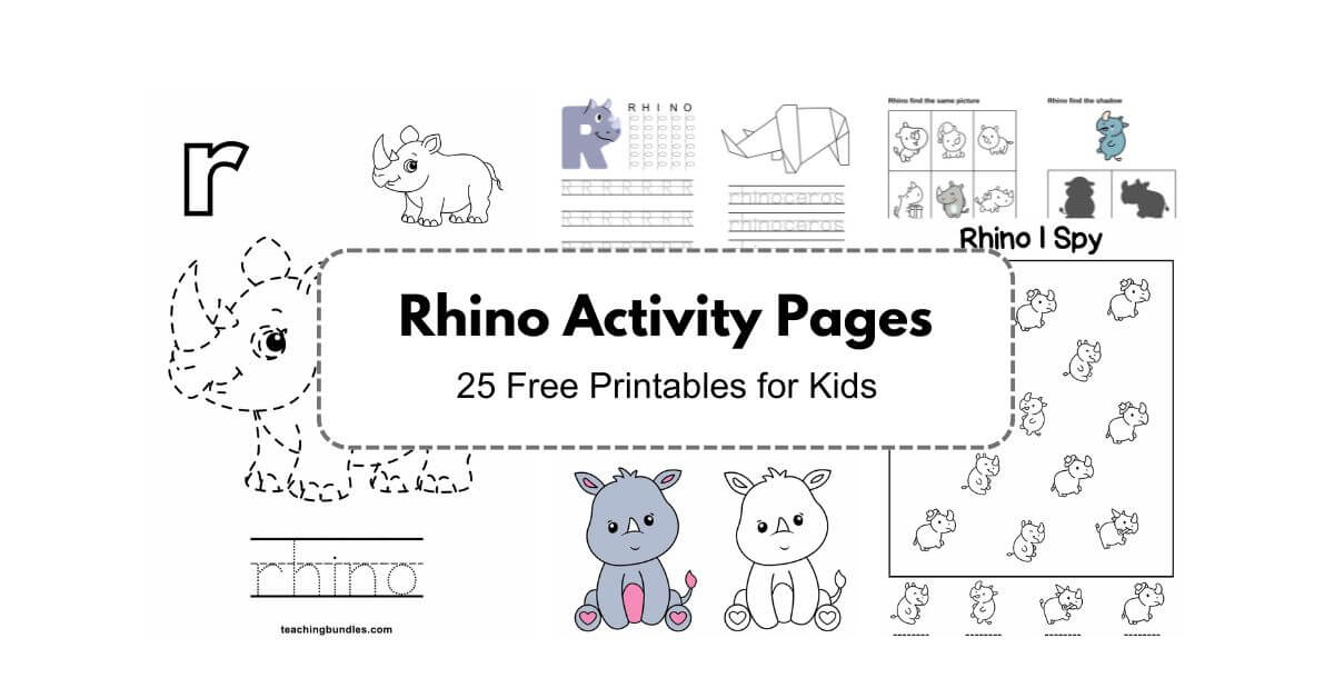 Rhino Activity Worksheets for Preschool Kids