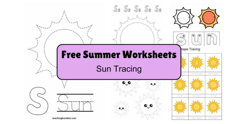 Sun tracing worksheet pack handwriting practice